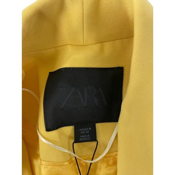 Zara Womens Blazer M Yellow Double Breasted Tuxedo Polyester Jacket 2665/797 NWT - Picture 4 of 16